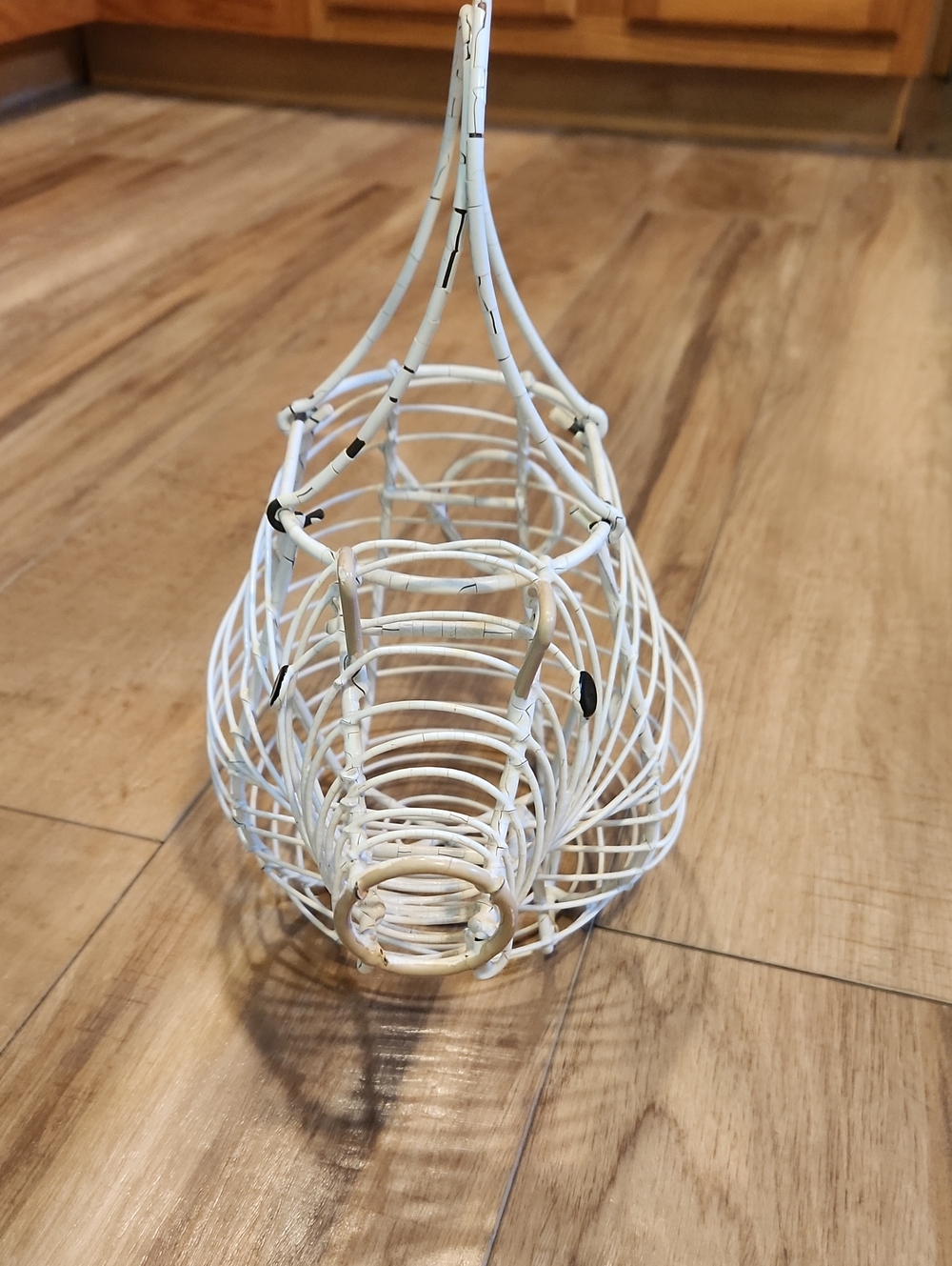 Vintage Pig White Wire Basket - Decorative Storage